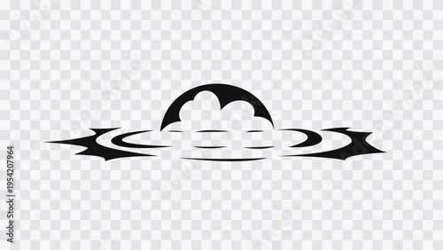 Abstract radial impact with horizontal shockwave lines and central burst shape. Dynamic energy explosion effect with sharp motion strokes.