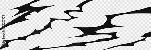 Sharp organic streaks creating energy and movement effect. Vector graphic elements isolated on transparent background for comics, manga, anime and graphic design.