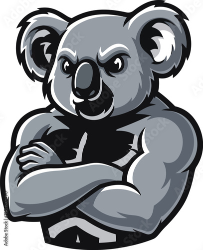 Strong koala mascot illustration for sports teams or branding