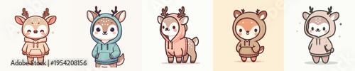 cute deer vector wearing hoodie