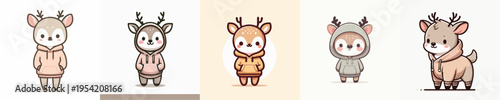 cute deer vector wearing hoodie