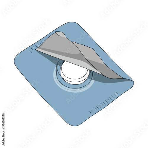 peeled blue square product packaging mockup flat vector template