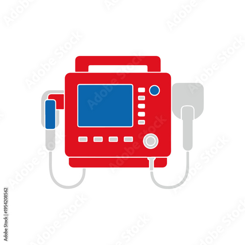 portable automated external defibrillator flat vector illustration