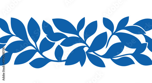 Minimal Leaf Border Illustration, Plant Motif, Nature-Themed Graphic Design, White Background, Flat View, Organic Concept