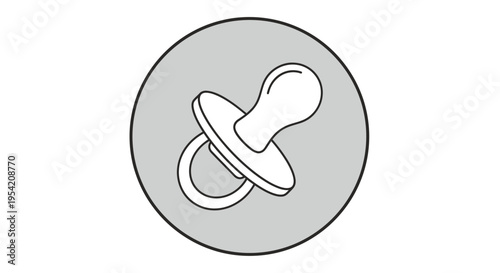 Abstract Baby Logo Design Featuring Pacifier Icon, Minimalist Graphic Illustration, Neutral Background, Top View, Infant Concept