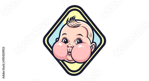 Cute baby illustration with chubby cheeks, perfect for branding and design projects related to childhood and family