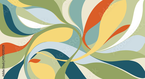 Abstract Organic Illustration Featuring Minimal Flowing Shapes and Earthy Tones in a Modern Graphic Design Viewpoint