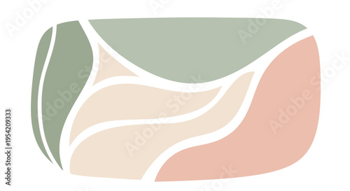 Abstract nature-inspired silhouette with organic shapes and flowing lines in a soft, muted color palette, minimalist graphic design, close-up view