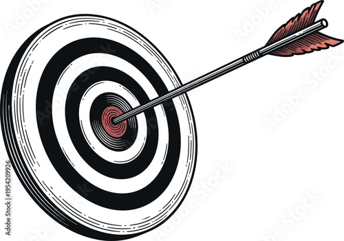 An arrow hits the bullseye of a target with precision and accuracy