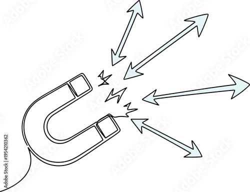 A simple line drawing of a horseshoe magnet emitting magnetic field lines