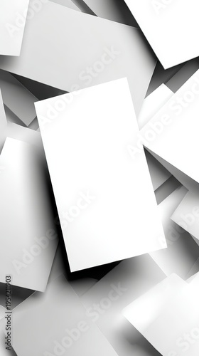 Stacked Blank White Paper Sheets Background with Dramatic Shadows , Abstract Stationery Mockup for Flyer, Poster, Brochure or Business Card Design Layout Template