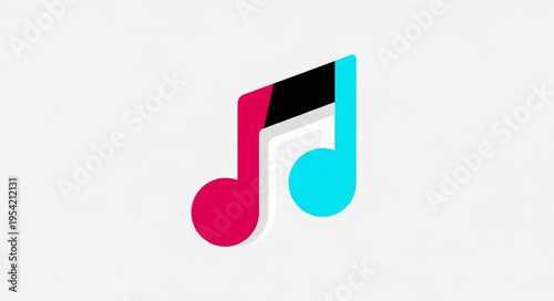Colorful Music Note Icon with Red, Black, and Blue Accents.