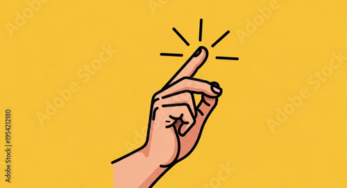Illustration of a Hand Pointing Upward with Light Rays Emanating from Fingertip.