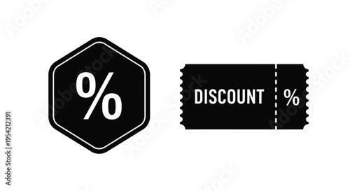 Black discount tags with percentage signs a striking graphic silhouette