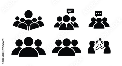 Diverse groups of people communicating represented in a dark silhouette