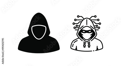 Two masked figures representing digital security and anonymity silhouette