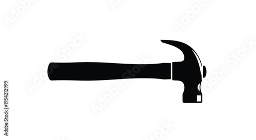 A black hammer tool depicted in a striking minimalist silhouette