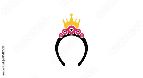 Decorative headband with a crown and evil eyes a striking silhouette