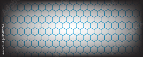 Dark hexagon abstract technology background with blue and green colored bright flashes under hexagon. Hexagonal gaming vector tech illustration black abstract background. vector eps 10