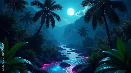 Video A serene natural scene with a river meandering through a dense and vibrant green forest