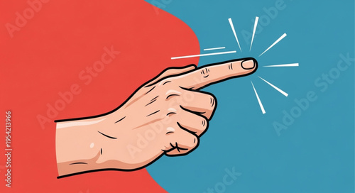 Illustration of a Hand Pointing with a Glowing Finger.