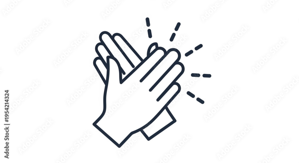 Fototapeta premium Line Art Illustration of Clapping Hands with Sound Waves.