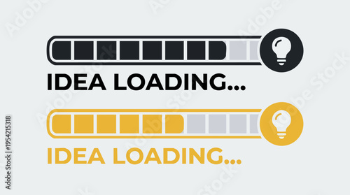 Digital Concept Illustration of Idea Loading Progress Bars with Light Bulb Icons for Creativity and Innovation Representation
