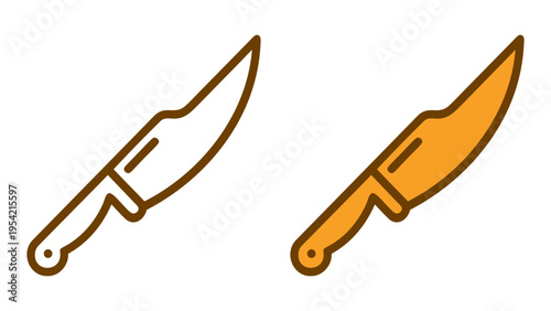 Knife Illustration: A minimalist knife illustration, showcasing the sleek design of the blade and handle in two distinct styles, ready for various design applications.
