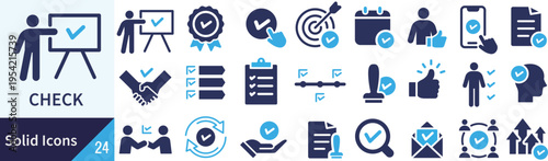 ベクターのチェックに関するシルエットアイコンセット
