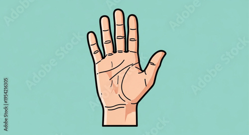 Illustration of a Hand with Palm Lines on Teal Background.