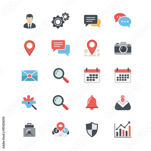 Collection of various flat-style vector icons with simple, clean designs