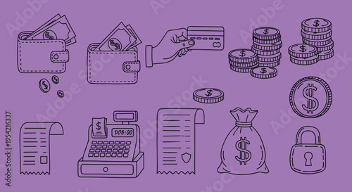 Financial icons for business transactions.