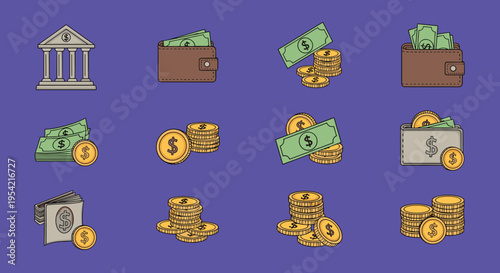 Money and Finance Icons Collection.