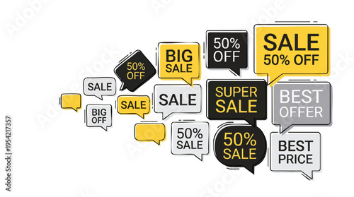 Promotional Sale Signs with Discount Messages for Marketing Campaigns and Retail Promotions