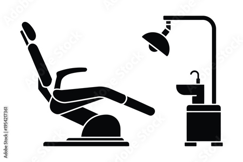 Dental chair and lamp icon with dental care