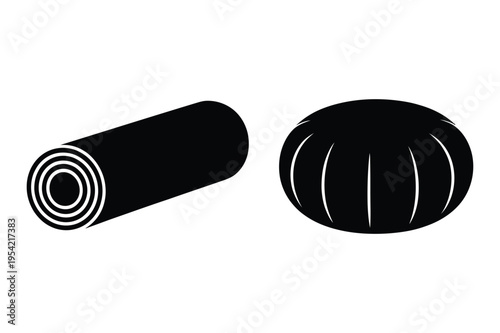 Rolled up mat and sleeping mat icon