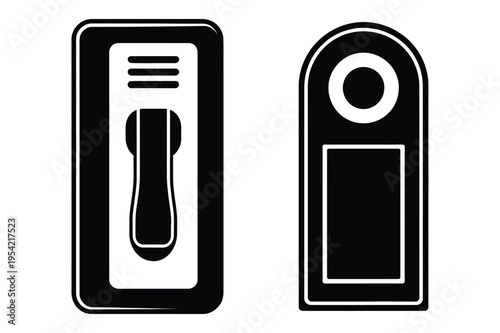 Door knob and door handle icons for interior design