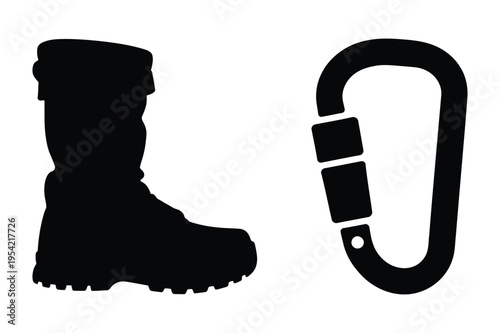 Hiking boot and climbing carabiner icons