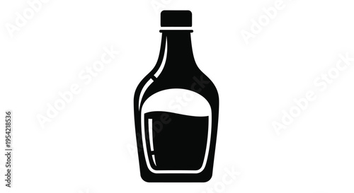 Black bottle with liquid a simple graphic design silhouette