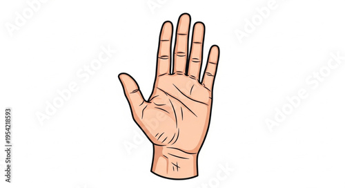 Palmistry Hand Illustration - Lines of Fate and Destiny.