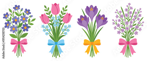 Colorful spring flower bouquets, festive floral arrangements, celebration decor