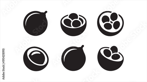 Simple avocado shapes collection flat black fruit illustration for healthy food design