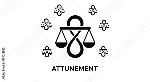 Scales of justice and balance depicted in a striking black silhouette