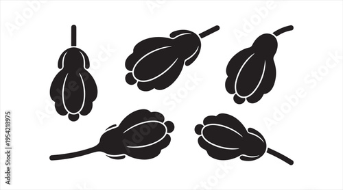 Pear silhouette pack clean modern fruit icons for fresh produce and nutrition graphics
