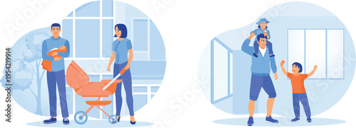 Family moments of moving and welcoming new beginnings in a home setting