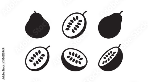 Pear silhouette pack clean modern fruit icons for fresh produce and nutrition graphics