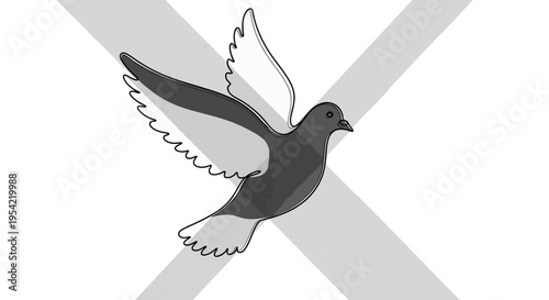 Flying Pigeon Bird in Motion.