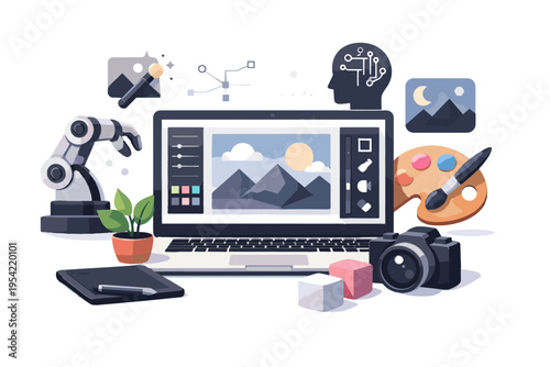 Simple shapes icon editing image ai minimalism design creative platform minimalist vector soft shadow