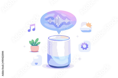 Interface voice icon simple generation sticker style vector ai assistant minimalism cute illustration image