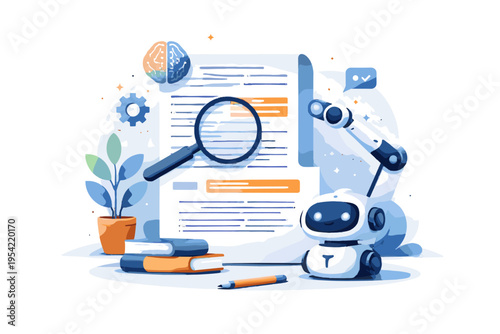 Vector summarization icon ai bold outline automated cute illustration simple generation image kawaii document
